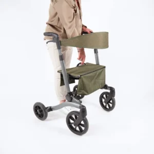 Vitility grønn rullator med sete inkl ryggstøtte og oppbevaring